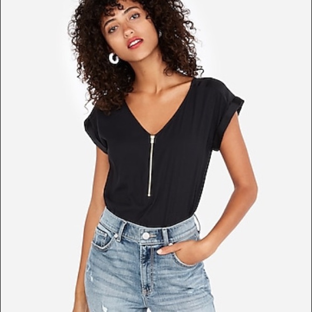 Express Silky Zip Front White